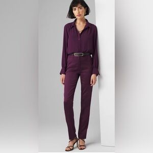 WHBM  High Rise Satin Straight Pants Plum Noir in Size 6
